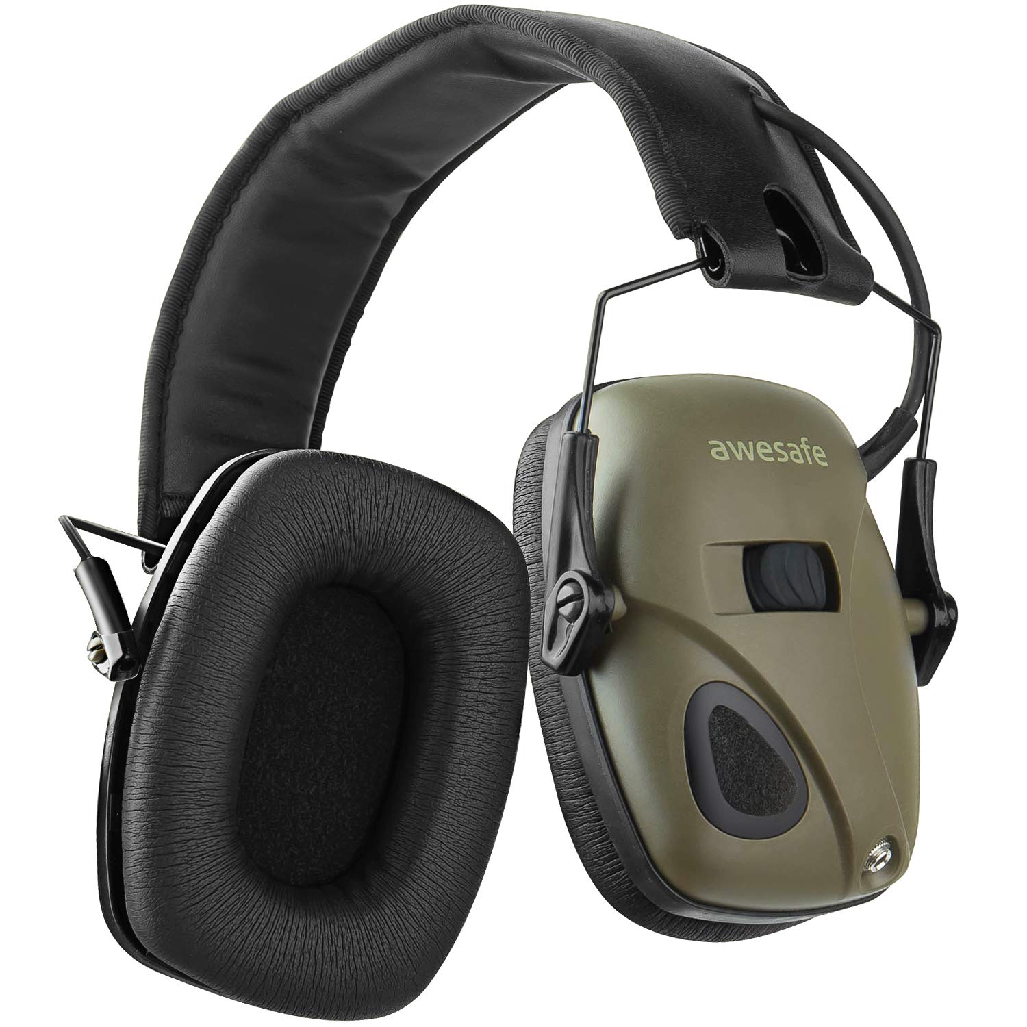 awesafe GF01 Electronic Shooting Earmuffs Ear Defenders Noise Reduction Sound Amplification Electronic Safety Ear Muffs, NRR 24, Ideal for Shooting and Hunting (Army Green)