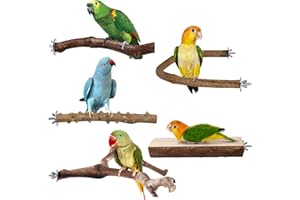 HPAWHOMEPART Bird Perches, 5pcs Natural Wood Birds Stand Branch, Bird Perch Chewing Stick Cage Accessories Parrot Climbing Standing Branches Paw Grinding Fork Sets for Cockatiels Ringneck Parrots