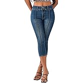 roswear Women’s Capri Pants Trendy Mid Rise Skinny Stretchy Front Seam Denim Jeans