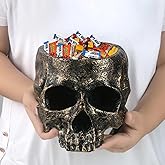 GameXcel Large Halloween Skull Candy Dish - Deep Skull Head Halloween Candy Bowl Holder Artificial Resin Skulls Decor Indoor