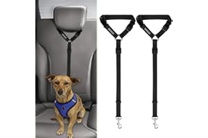 BWOGUE 2 Packs Dog Cat Safety Seat Belt Strap Car Headrest Restraint Adjustable Nylon Fabric Dog Restraints Vehicle Seatbelts Harness