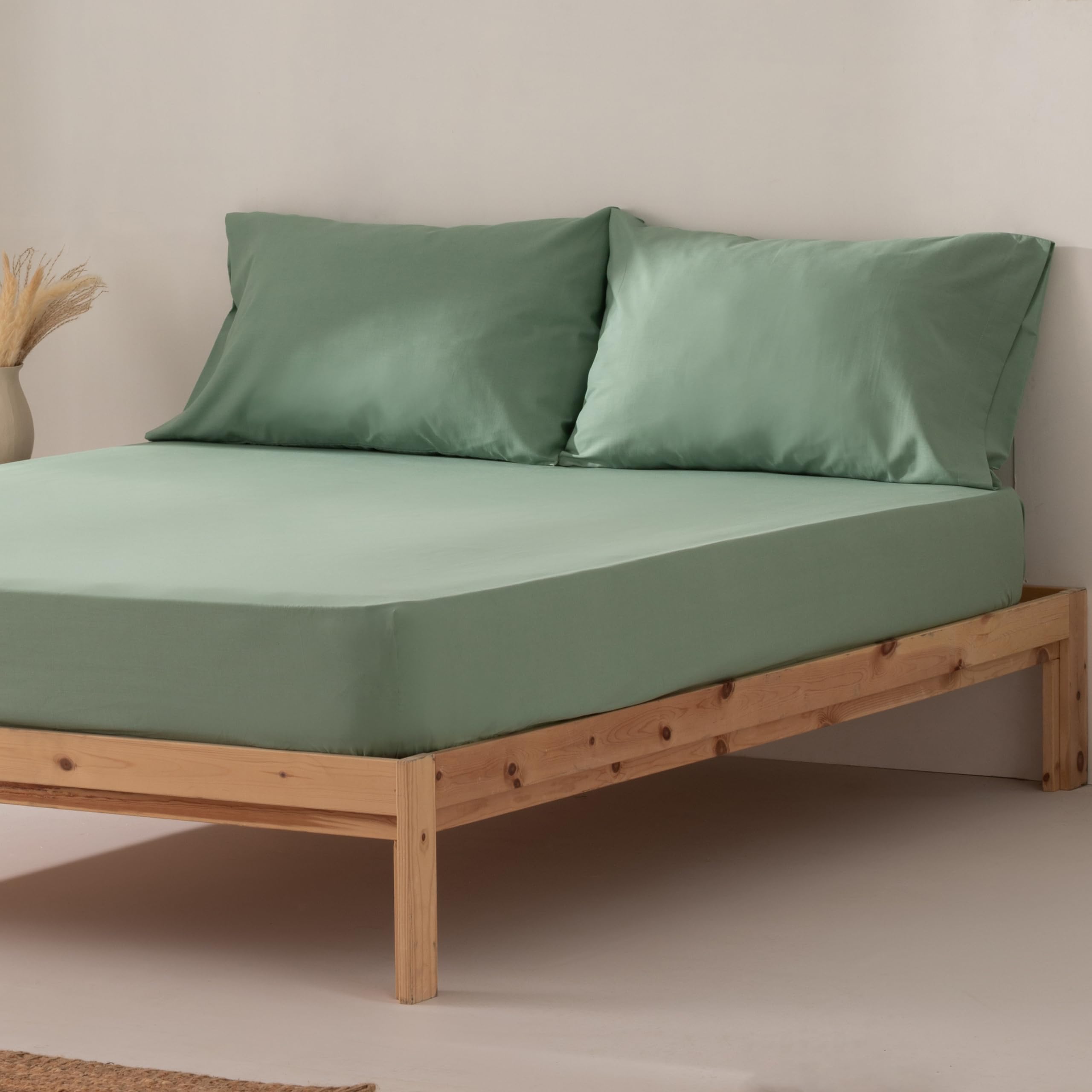 Fitted Bed Sheet 100 x 200 x 30 cm, 100% Cotton, Breathable, Adjustable, Aqua Colour