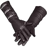 URBAN BUCK Real Sheepskin Leather Sky Gauntlet Costume Glove - Regular Fit Long Arm Cuff Mens Unlined Cosplay Gloves