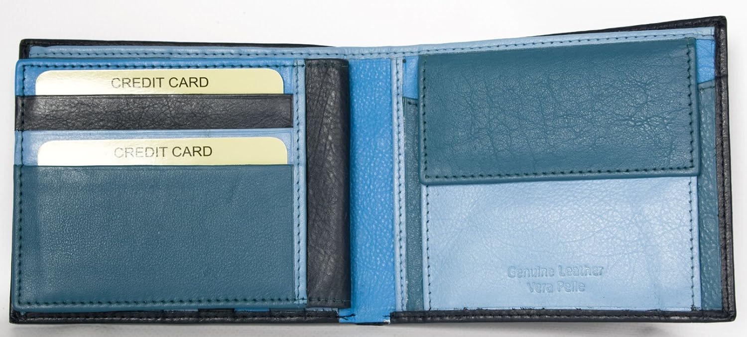 FLW Blue-Grey-Light Turquoise Genuine Leather Wallet Without Any Logos or Markings - Image 3