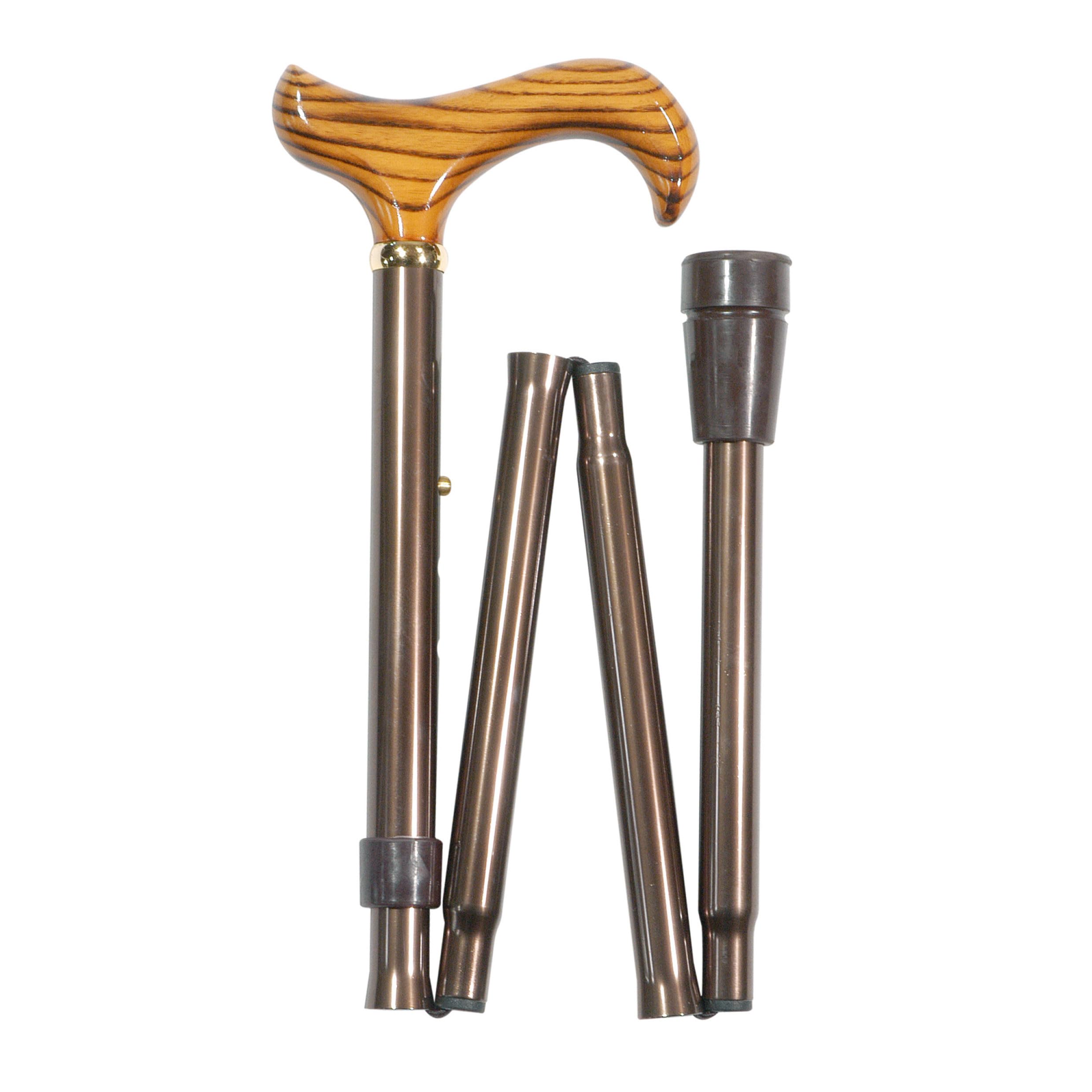 Brown Adjustable Folding Walking Stick with Ash Handle