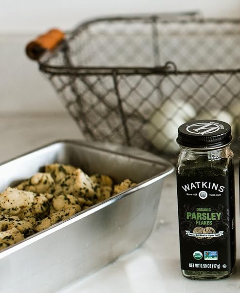 WATKINS GOURMET ORGANIC SPICE JAR, PARSLEY FLAKES, NON-GMO, KOSHER, 0.59 OUNCE JAR, 1-PACK