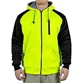 FONIRRA Hi Vis Hoodie for Men Sherpa Fleece Safety Jackets Zipper High Visibility Construction Work Sweatshirts