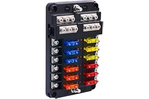 BlueFire 12 Way Blade Fuse Box Fuse Holder Standard Circuit Fuse Holder Box Block with LED Indicator, Fuses & Protection Cove