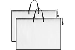 2 Pack Art Portfolio Bag,Large Poster Storage Bag with Zipper and Handle,19 x 25 inch Organizer Transparent Bag for Painting,