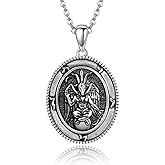 MONGAS Baphomet/Trident/Pentagram/Anubis/Prince Symbol/Dumbbell/Apollo/Compass/Therian Necklace Sterling Silver Baphomet Pendant Satanic Jewelry Necklace For Womens