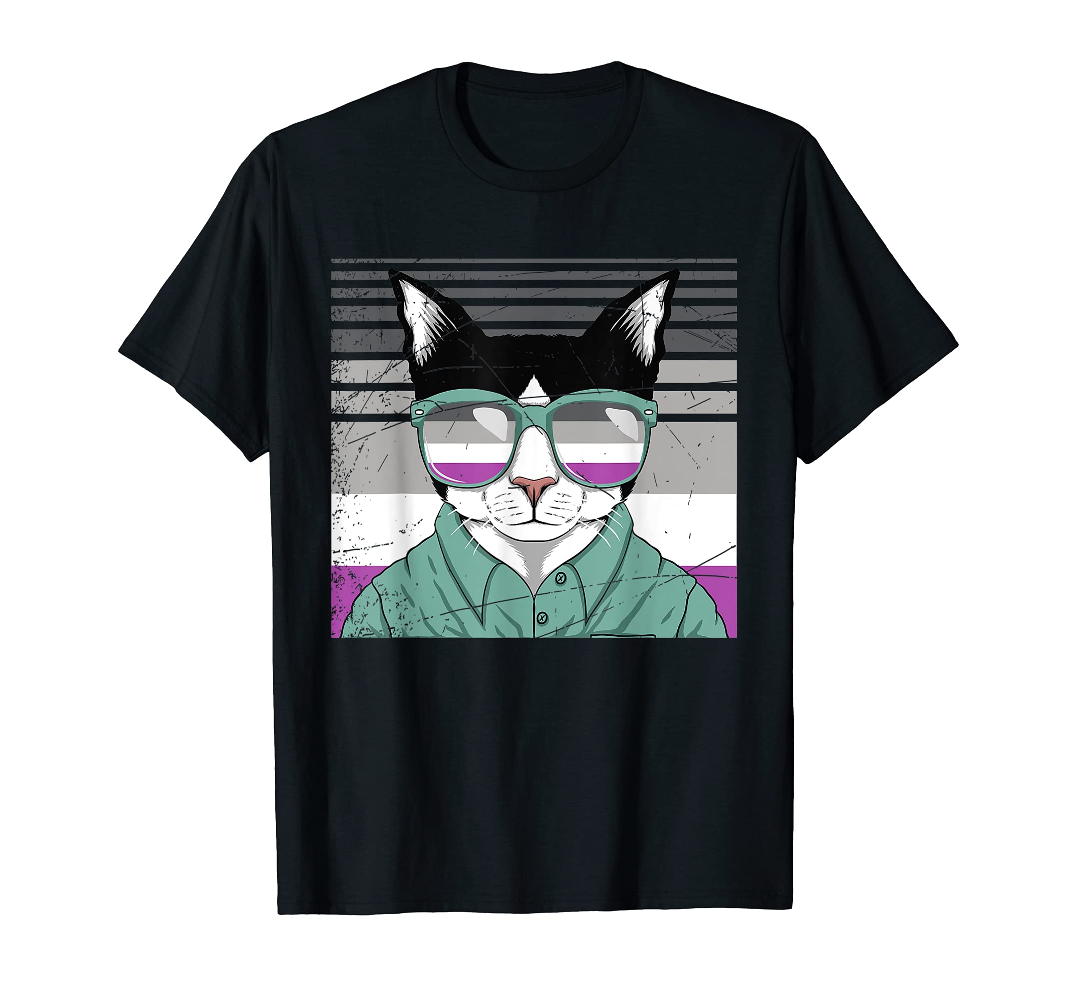 Ace Animal Cat Asexual Flag Asexuality Pride Gift Asexual T-Shirt