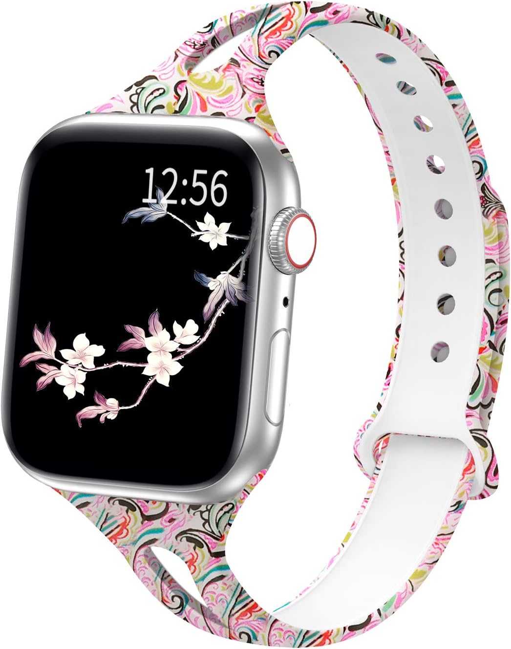 YAXIN Floral Band Compatible with Apple Watch Band 40mm 38mm for Women Gorgeous Print Silicone Sport Watch Band Slim Strap Wristband Replacement Band Compatible for Apple iWatch Series 5 4 3 2 1