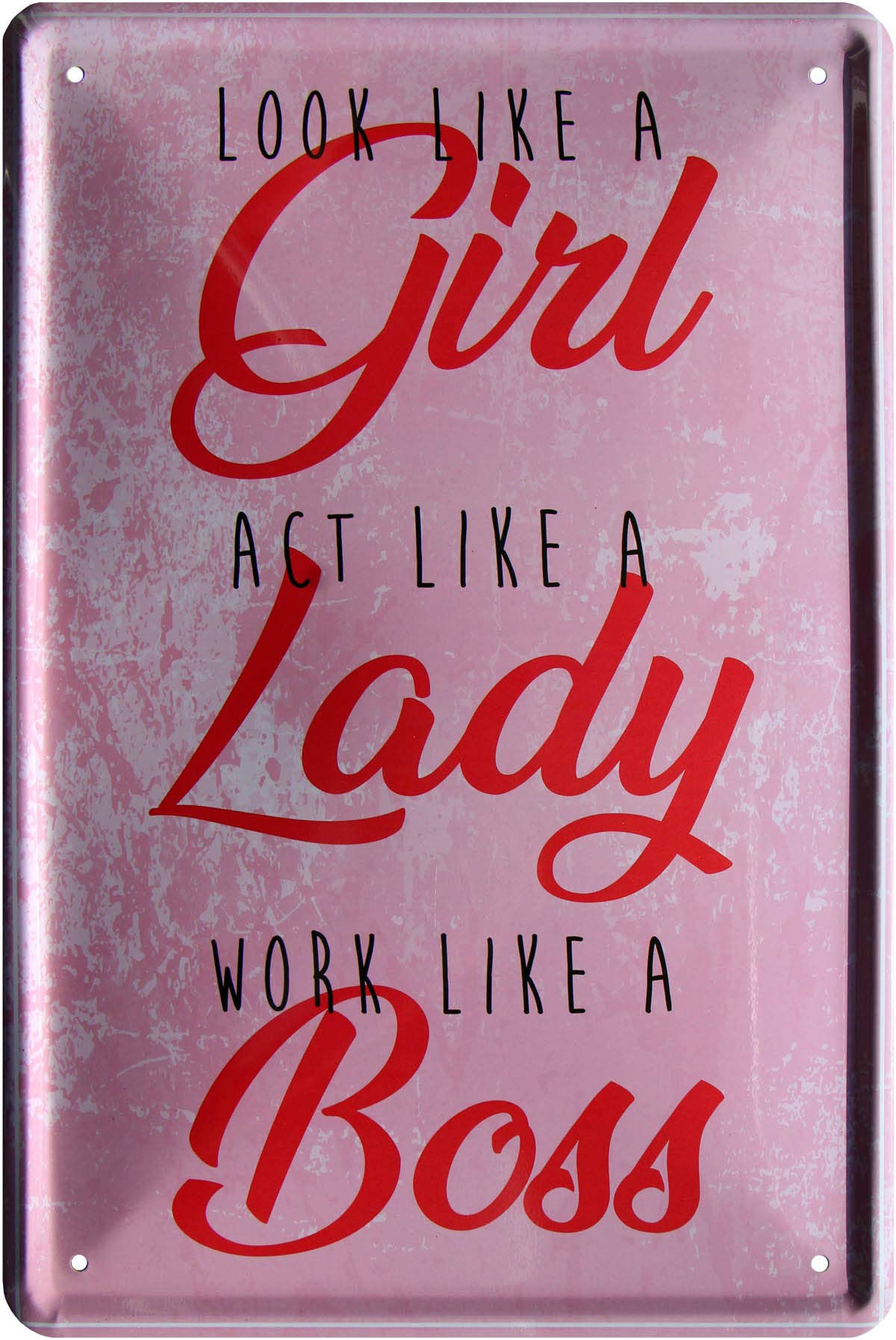 Look Like a Girl, act Like a Lady, Work Like a Boss 20 x 30 cm Tin Sign 607