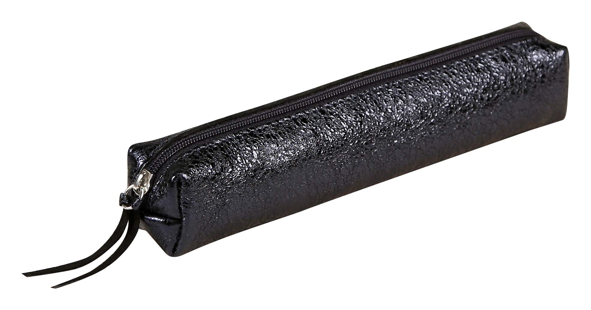 Clairefontaine 410019C - One Small Slim Céleste Pencil Case - Dimensions: 19.5x2.5x4 cm - Made of Genuine Lambskin Leather - Blue Crackled Mirror Effect