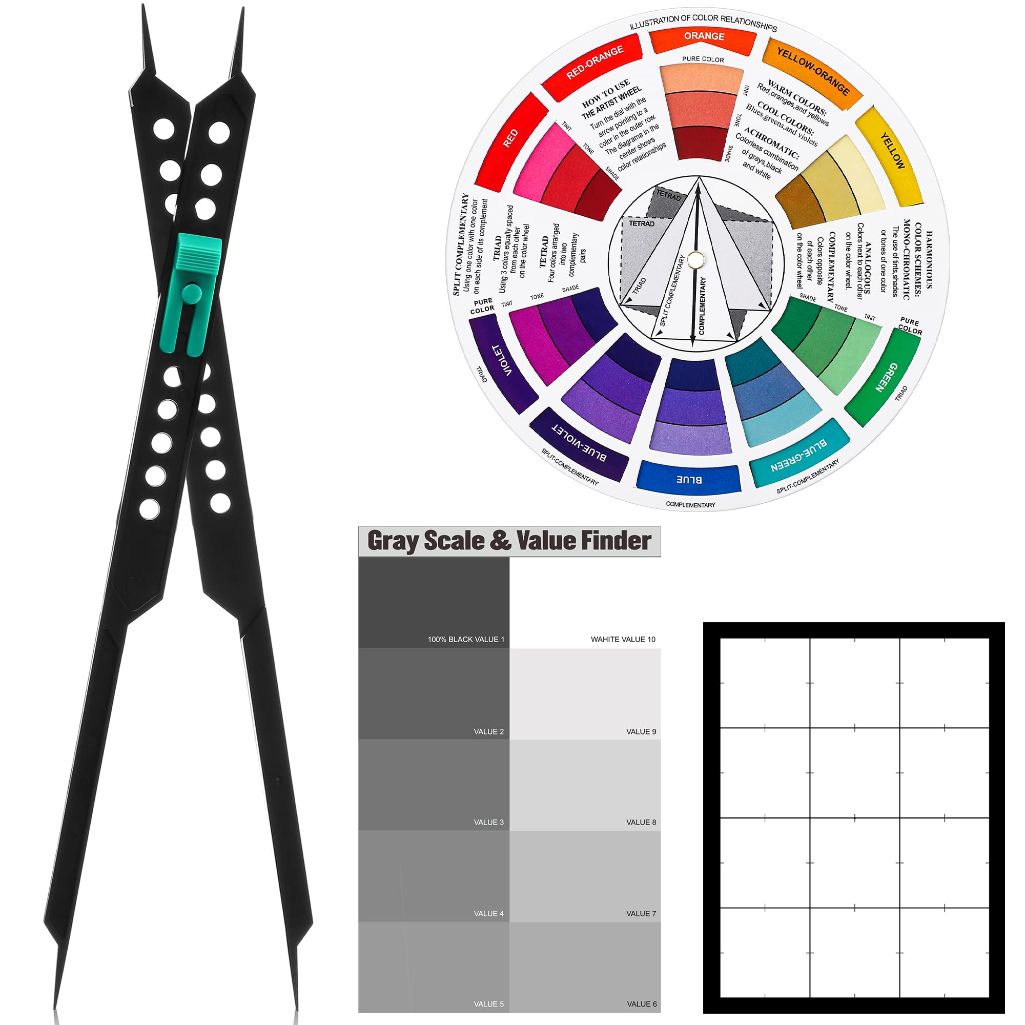 Photo 1 of Dianelhall 10" Proportional Divider Color Wheel for Artists Viewfinder Gray Scale Value Finder Artist Value Locator Pocket Drawing Supplies Drafting Tools Kit