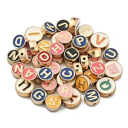LiQunSweet 100 Pcs Enamel Mixed Beads Flat Round