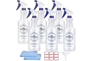 MATTHEW CLEANING PRODUCTS Matthew Cleaning 24 oz Empty Spray Bottles for Cleaning Solutions, All-Purpose HDPE Plastic Spray Bottle for Plants, Detailing, Pet, Hair, Adjustable Nozzle and Measurement, 6 Pack