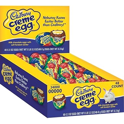 CADBURY Milk Chocolate Creme Easter Candy Eggs , 1.2 Oz, Full Size Eggs, 48 Count In A Display Box