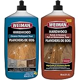 Weiman Hardwood Floor Cleaner and Polish Restorer Combo - 2 Pack - High-Traffic Hardwood Floor, Natural Shine, Removes Scratc