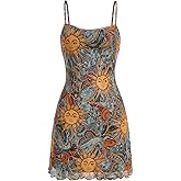 Milumia Women's Summer Mini Dress Vintage 90s Spaghetti Strap A Line Mesh Short Dresses Sun Dress