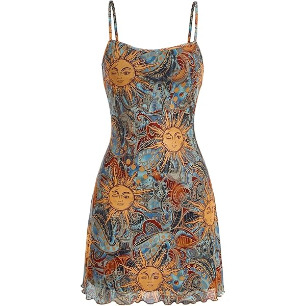 Women's Colorful Orange Monarch Butterfly Spaghetti Strap Summer Dress  Swing Casual Sundress at Amazon Women's Clothing store