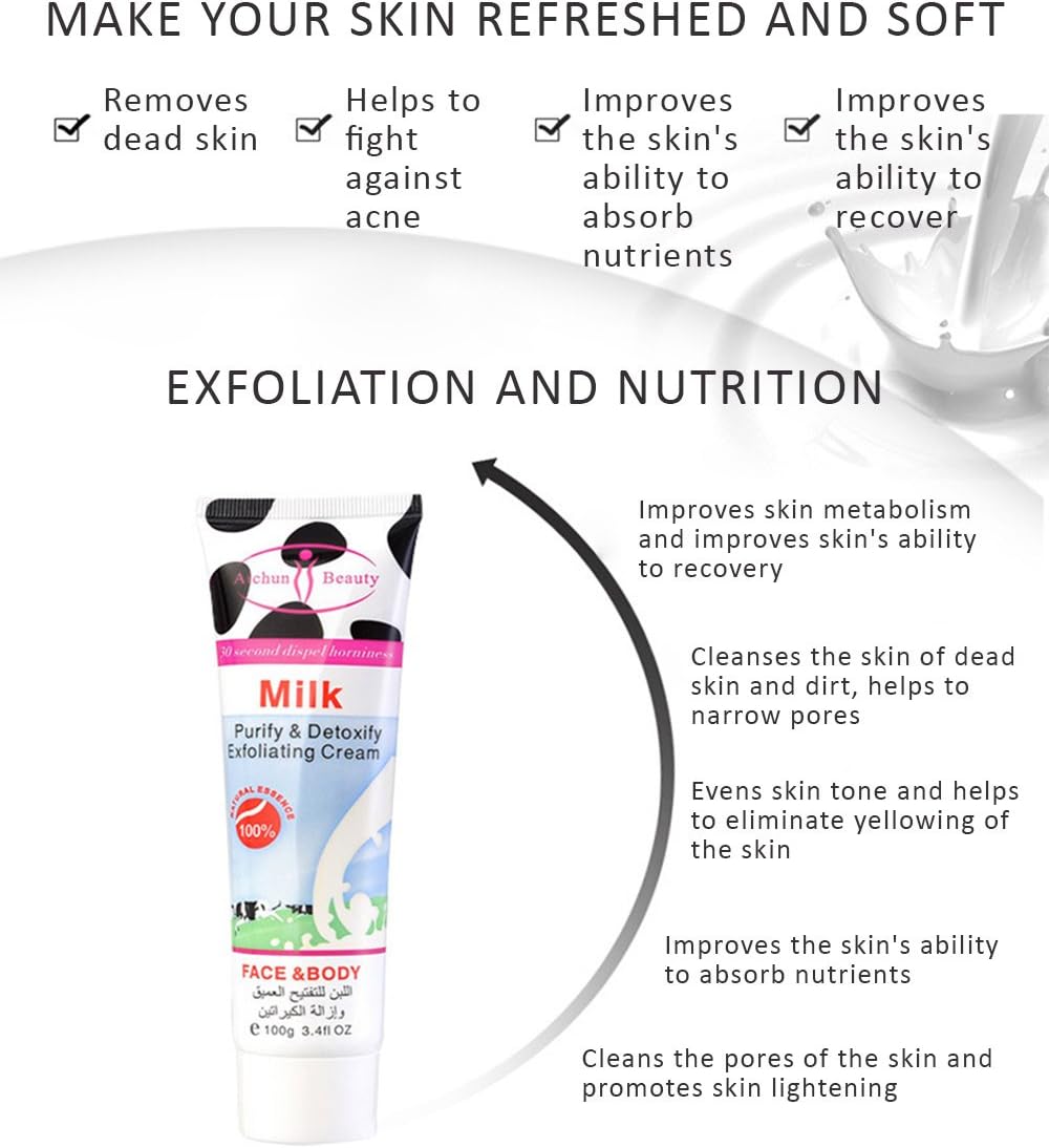 Aichun Beauty Milk Exfoliating Dead Skin Facial Purify Body Cleaning Peeling Gel Cream 100g (MILK) - Image 4