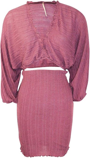 knit two piece skirt set