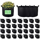 Ohiyoo 5 Gallon Garden Grow Bags, 60 Pack 5 Gal Planter Fabric Pot, Nonwoven Grow Bags Heavy Duty Aeration Fabric Pots with Handles, Garden Planters for Vegetables Flowers (5 Gal)