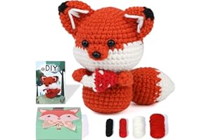 Nitlak Crochet Kit for Beginners, Crochet Starter Kit, Fox Crocheting Animals Kits with Crochet Hooks Yarn Polyester Fiber Step-by-Step Video Tutorials, Knitting Kit for Adults