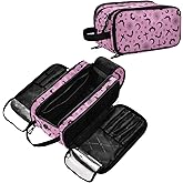MNSRUU Travel Makeup Bag,Pink Goth with Bats Makeup Bag Large Capacity Portable Travel Toiletries Bag for Travel Size Cosmetic Bag Organizer, Women Toiletry Makeup Bag Organizer