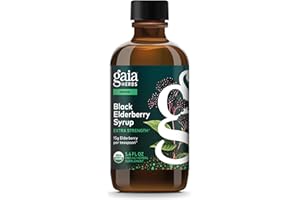 Gaia Herbs Black Elderberry Syrup -Immune Support Supplement - Made with Organic Black Elderberries (Sambucus nigra) for Immune System Support*-USDA Certified Organic Formula-5.4 Fl Oz (32-Day Supply)