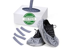 PUPILLEMON 100Pcs(50 Pairs) Non-Woven Shoe Covers Disposable for Indoors, Breathable | Durable | Boot Covers Non Slip, Fits Up to Size 13 US Men (Gray)