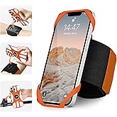 HLOMOM 3in1 Phone Holder for Running,Arm Band/Wrist Holder/Bike Mount,Phone Armbands 360° Rotation & Detachable Fit All 4.5-7" Phone for iPhone 17/16/15/Pro/14/13/12/mini/Pro Max/XS/XR (Orange)