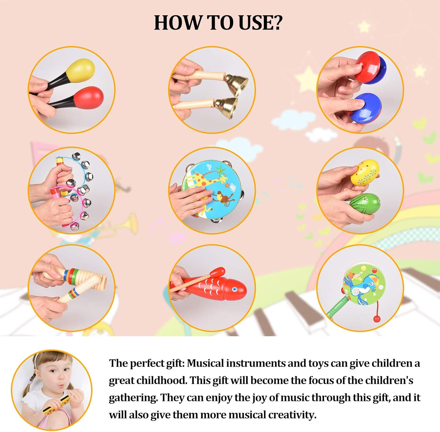Musical Instrument Toys Set for Kids, 35-PCS Musical Toys for Toddlers Preschool Educational, with Storage Bag for Children, Tambourine, Music Bell & More: Toys & Games