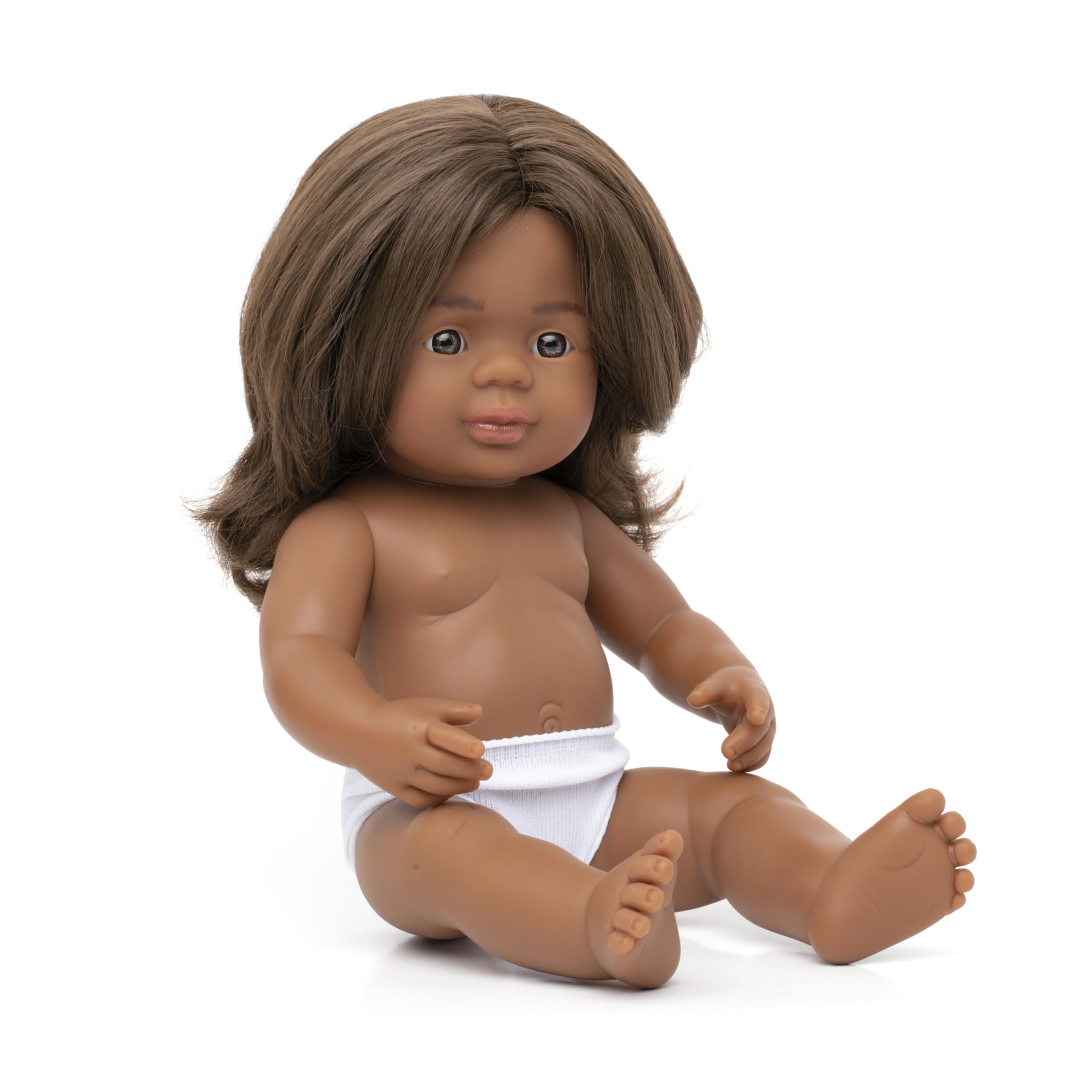 Miniland Baby doll Australian Aboriginal girl 38cm in retail box underwear (31048), Natural