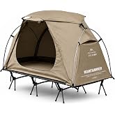 1-Person 75" Off-Ground Cot Tent Cover, PU3000 Waterproof Aluminum Poles | Dual setup modes, B3 mosquito mesh, double-door ventilation, lightweight portable, quick setup, moisture bug proof