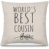PUHEI Cousin Gifts Pillow Covers 18x18, Best Cousins Gifts for Women Mother's Day Birthday, World's Best Cousin Decorative Throw Pillow Cover for Home Bedroom Living Room Couch Bed