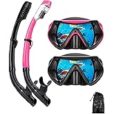 Snorkeling Gear for Adults, Dry Snorkel Mask Set, Scuba Diving Snorkle mask Set Adult, Panoramic Wide View Anti-Fog Dive mask, Swimming Diving Snorkeling Packages