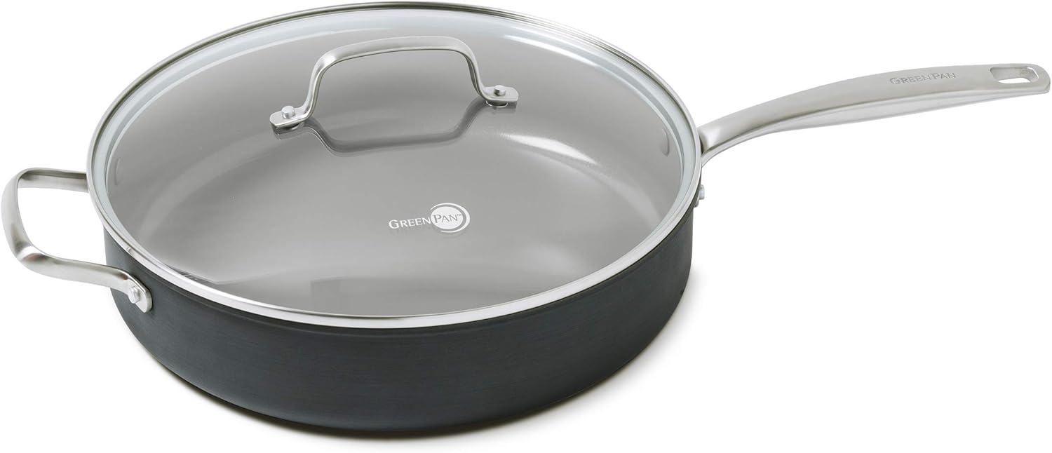 GreenPan Chatham Healthy Ceramic Nonstick, 5 Quart Sauce Pan, Gray: Kitchen & Dining