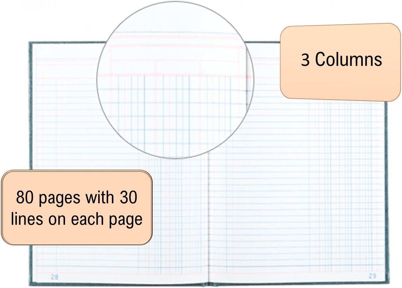 NATIONAL Granite Series Columnar Book, 3 Columns, 9.25" x 7", 80 Pages (56303) : Office Products