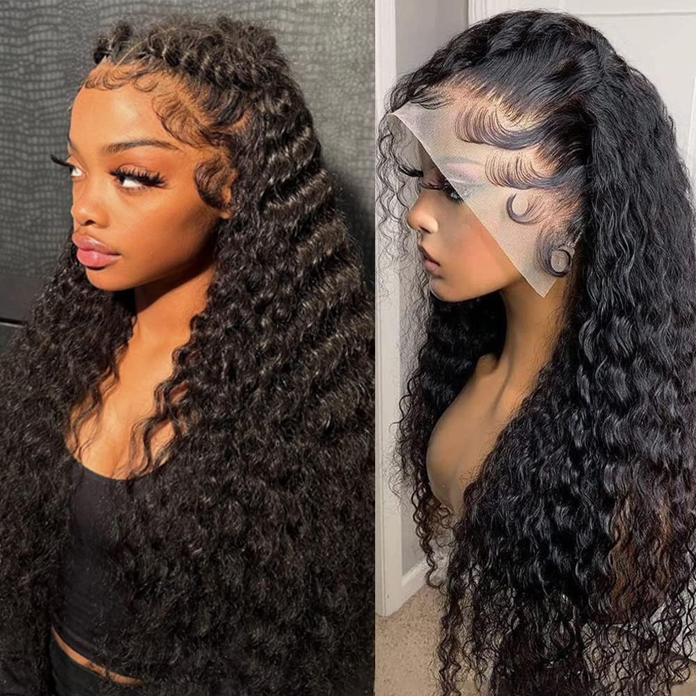 MsSunlight Lace Front Wig Human Hair Water Wave 13x4 Deep Wave Human Hair Wigs for Women 20 Inch 12A Curly Wig Pre Plucked Bleached Knots 180% Density
