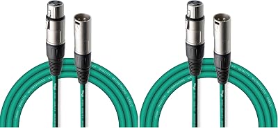 Stagg SMC3 CGR 3 m XLR to XLR Microphone Cable Green Pack of 2