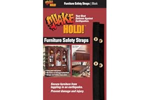 Quakehold! Furniture Strap Kit, Earthquake Fasteners for Disaster Preparedness, Child Proof Safety Straps for RV, Home Office, Helps Prevent Damage and Injury, Easy to Install, Black