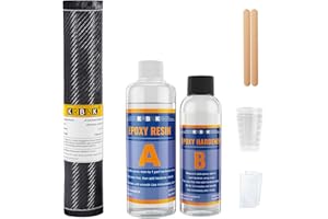 Krbnk 10FT Carbon Fiber Repair Kit, 12" Carbon Fabric Fiber Cloth Roll, 8OZ Epoxy Resin 4OZ Hardener, DIY Carbon Fiber Fabric Sheet Fibra de Carbono para Carro
