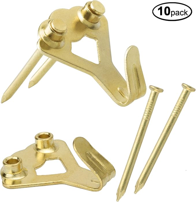 10 Pack 100 lbs Picture Frame Hangers Hooks with Nails, Heavy Duty