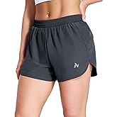 Nepest Womens Running Shorts with Mesh Liner Elastic Waist Quick Dry 3 inch Athletic Workout Shorts with Zipper Pocket