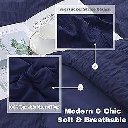 Haowaner 3 Pieces Seersucker Queen Comforter