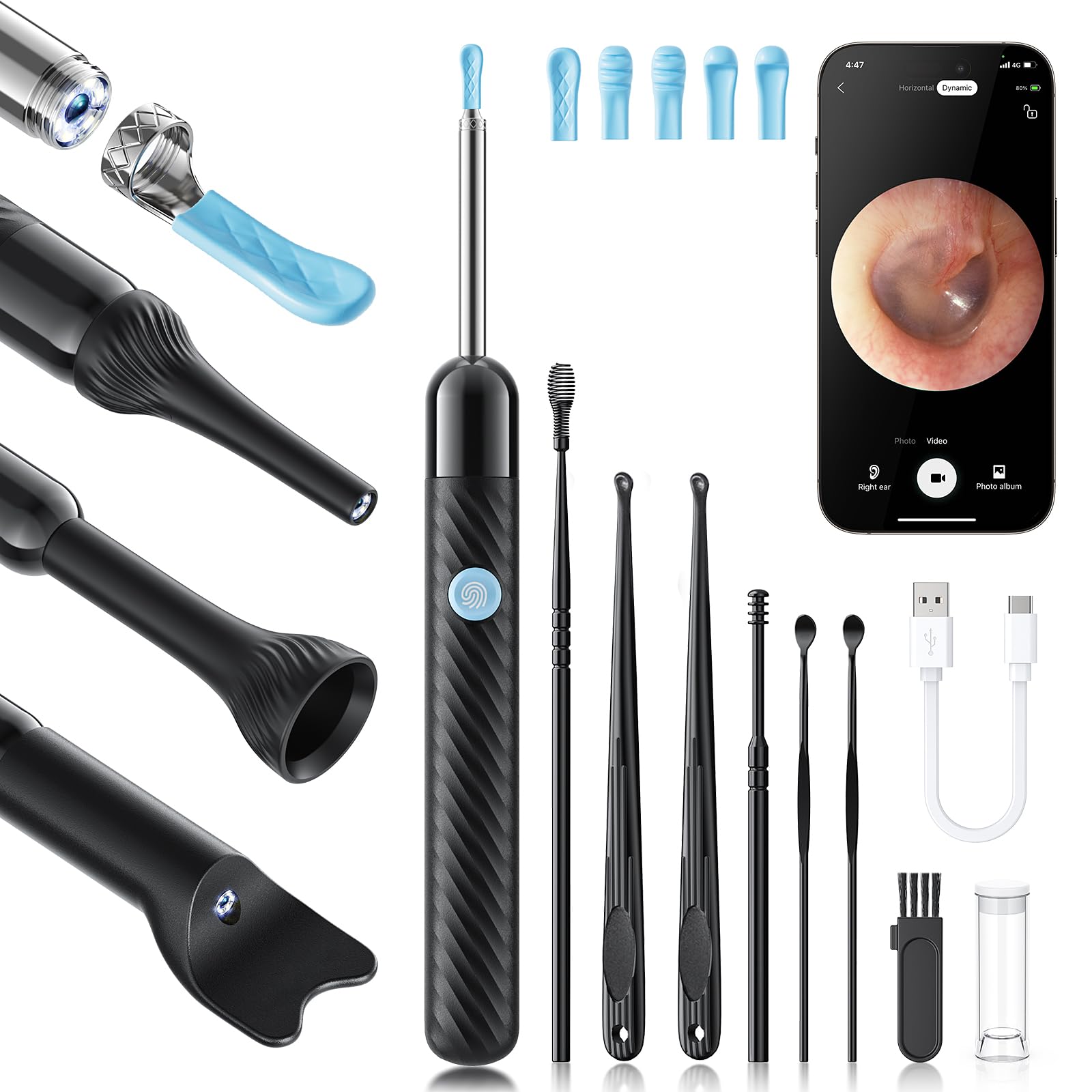 Photo 1 of Loyker X6 Ear Wax Removal Tool Camera, Ear Cleaner with Camera, FSA - HSA Store Eligible, 1080P Ear Camera with 6LED Light for Ear/Nose/Throat/Tonsil Stone Examination, Black
