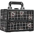Joligrace Makeup Train Case Portable Makeup Case Organizer 2 Trays Cosmetic Box Storage with Mirror for Cosmetologist Supplies Nail Tech Traveling Makeup Travel Box Punk Love Hearts