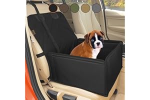 WUGLO Extra Stable Dog Car Seat - Robust and Safe: Reinforced Walls, 3 Belt System for Small to Medium-Sized Dogs - Waterproof for Back or Front Seat (Black)